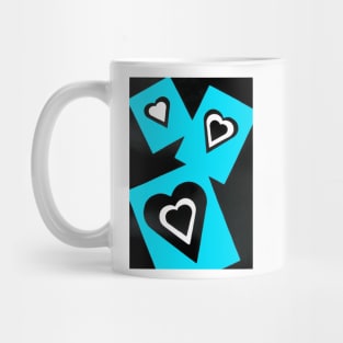 Hearts in Black Turquoise and White No Text Mug